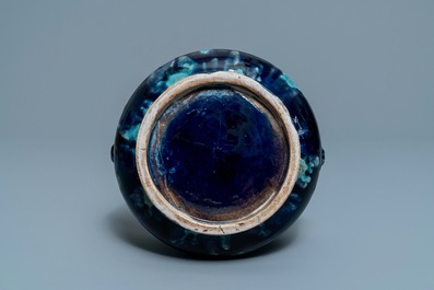 A Chinese turquoise- and purple-splashed censer, Kangxi