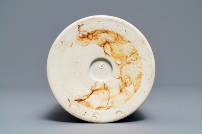 A Chinese blue and white 'carp' brush pot, bitong, Kangxi