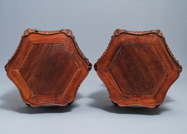 A pair of Chinese Ming-style wooden stands, 18/19th C.