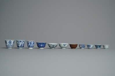 A varied collection of mostly blue and white Chinese porcelain, Ming and later