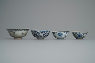 A varied collection of mostly blue and white Chinese porcelain, Ming and later