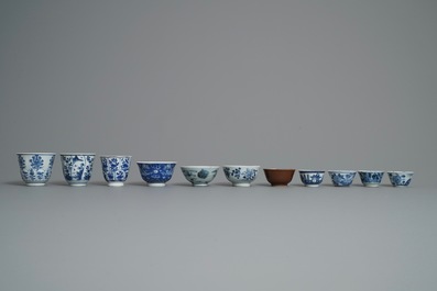 A varied collection of mostly blue and white Chinese porcelain, Ming and later