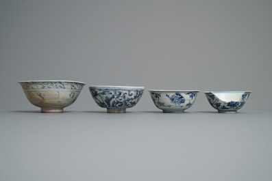 A varied collection of mostly blue and white Chinese porcelain, Ming and later