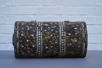 A Japanese gilt-lacquered mother-of-pearl inlaid Namban coffer for the Portuguese market, Edo, 17th C.