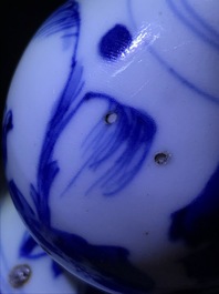 A Chinese blue and white double gourd vase, Transitional period