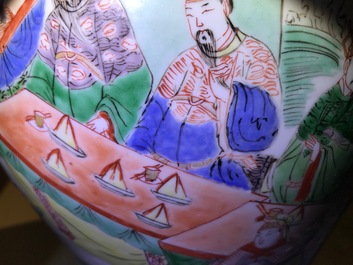 A Chinese famille verte 'Hong Men Yan' vase, Kangxi