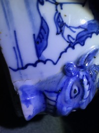 A large Chinese blue and white '8 immortals' censer, Wanli