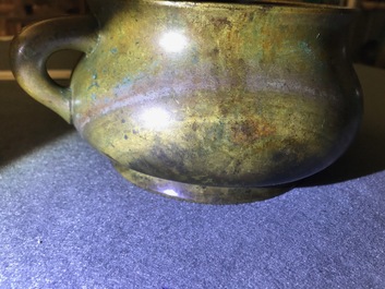 A large Chinese bronze censer, Xuande mark, 18th C.