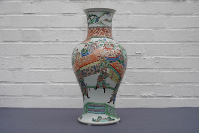 A Chinese famille verte 'Hong Men Yan' vase, Kangxi