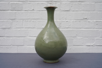 A Chinese Longquan celadon yuhuchunping vase, Yuan