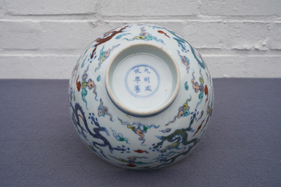 A Chinese doucai 'dragon' bowl, Chenghua mark, Kangxi