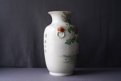 A Chinese qianjiang cai 'mandarin ducks' vase, 19/20th C.