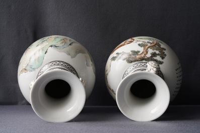 Two fine Chinese ruyi-handled vases, 2nd half 20th C.