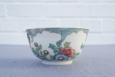 A fine Chinese famille rose eggshell 'rooster' cup and saucer, Yongzheng