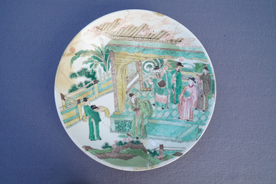 Quatre plats en porcelaine de Chine famille verte, Kangxi
