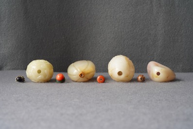 Four Chinese russet jade snuff bottles, 19/20th C.