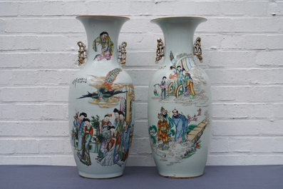 Deux vases en porcelaine de Chine famille rose, 19/20&egrave;me