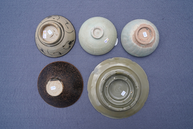 A collection of 15 Chinese celadon- and cream-glazed wares, Song and later