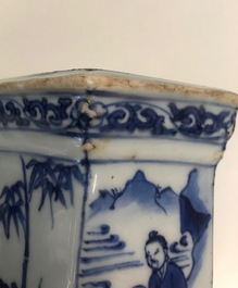 A Chinese blue and white salt after a European silver model, Transitional period