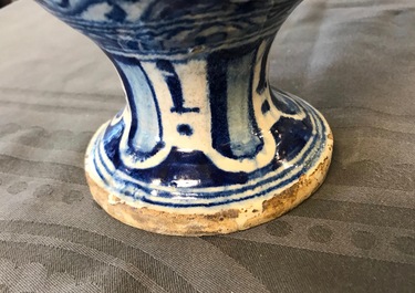 A blue and white Antwerp maiolica wet drug jar, 2nd half 16th C.