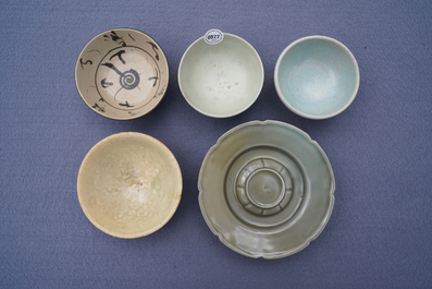 A collection of 15 Chinese celadon- and cream-glazed wares, Song and later