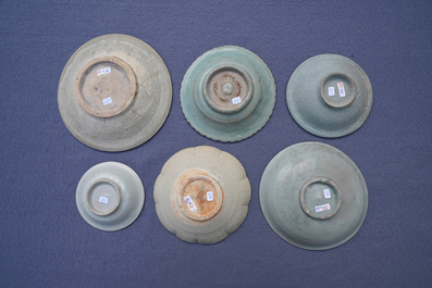 A collection of 15 Chinese celadon- and cream-glazed wares, Song and later