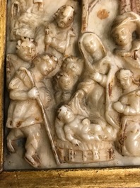 Un relief en alb&acirc;tre sculpt&eacute; figurant 'L'adoration des bergers', Malines, 16/17&egrave;me