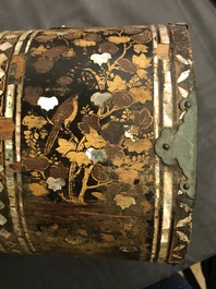 A Japanese gilt-lacquered mother-of-pearl inlaid Namban coffer for the Portuguese market, Edo, 17th C.