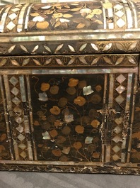 A Japanese gilt-lacquered mother-of-pearl inlaid Namban coffer for the Portuguese market, Edo, 17th C.