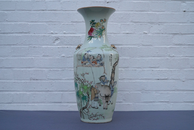 A Chinese qianjiang cai vase with figures near an ox, Ma Qingyun, 19/20th C.