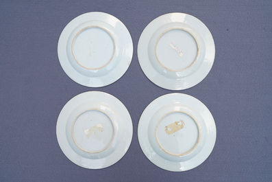 Nine Chinese grisaille and Imari-style plates, Yongzheng/Qianlong