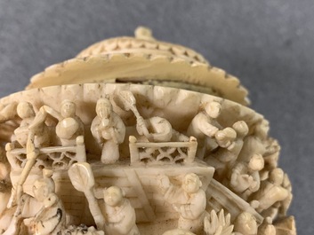 Two Chinese carved ivory snuff bottles, 19th C.