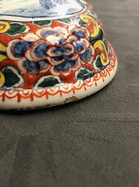 A polychrome mixed technique Dutch Delft brush back, 18th C.