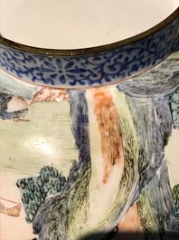 A fine Chinese Canton enamel landscape bowl, Yongzheng