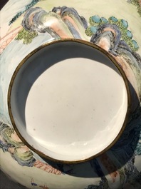 A fine Chinese Canton enamel landscape bowl, Yongzheng