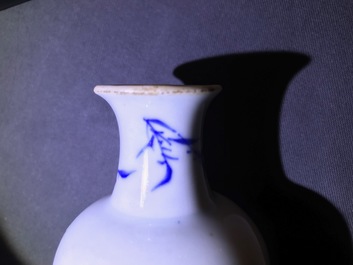 Six small Chinese blue and white vases, Kangxi