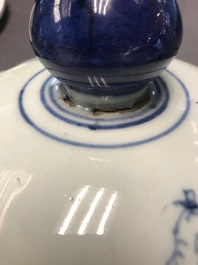 A large Chinese blue and white vase and cover, Kangxi