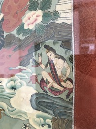 Een ingelijste thangka met Rahula, Tibet, 19e eeuw