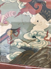 Een ingelijste thangka met Rahula, Tibet, 19e eeuw