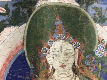 Een thangka met Witte Tara, Tibet, 18/19e eeuw