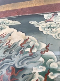 Un thangka &agrave; d&eacute;cor de Rahula dans son cadre, Tibet, 19&egrave;me