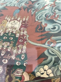 Een ingelijste thangka met Rahula, Tibet, 19e eeuw