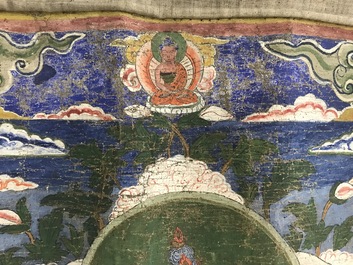 Un thangka &agrave; d&eacute;cor de Tara Blanche, Tibet, 18/19&egrave;me