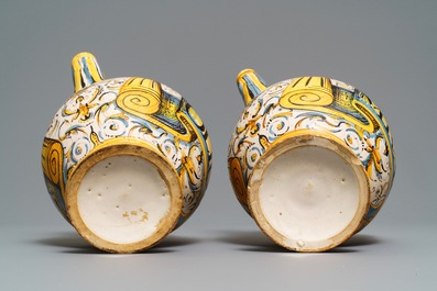 A pair of Italian maiolica armorial wet drug jars, Deruta or Umbria, 17th C.