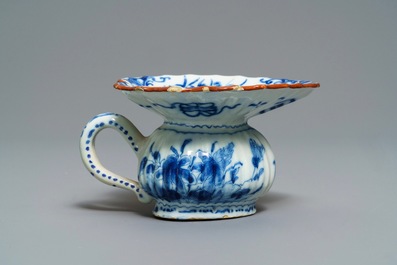 A Dutch Delft blue and white heart-shaped spittoon, 18th C.