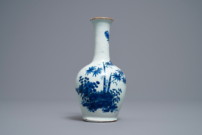 A Dutch Delft blue and white Kakiemon-style bottle vase, late 17th C.