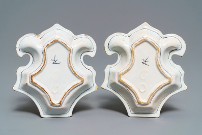 A pair of Dutch Delft blue and white sweetmeat dishes, late 17th C.