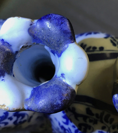 A pair of Delft-style blue and white heart-shaped tulip vases, Nurnberg, Germany, 18th C.