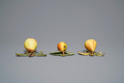 Six polychrome Dutch Delft models of apples and pears, 18th C.