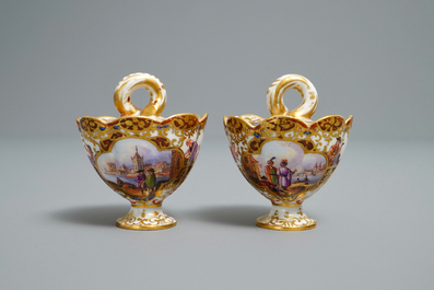 A pair of Meissen porcelain 'Kauffahrtei' spice bowls and covers, Germany, 18th C.